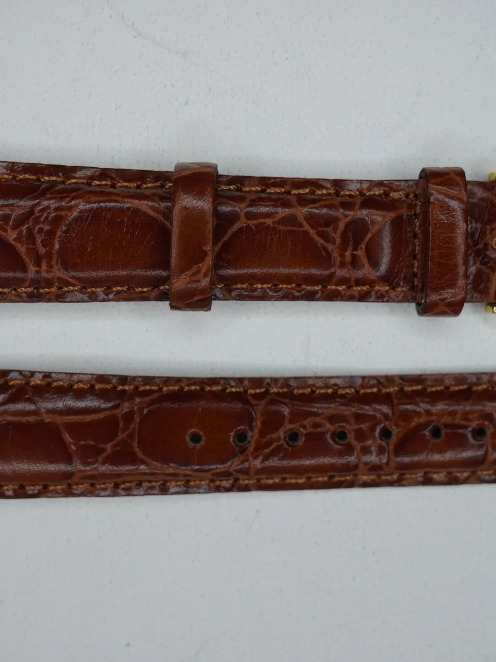 Original Seiko CALF-Z18 18mm Brown Crocodile-Embossed Leather Strap Buckle